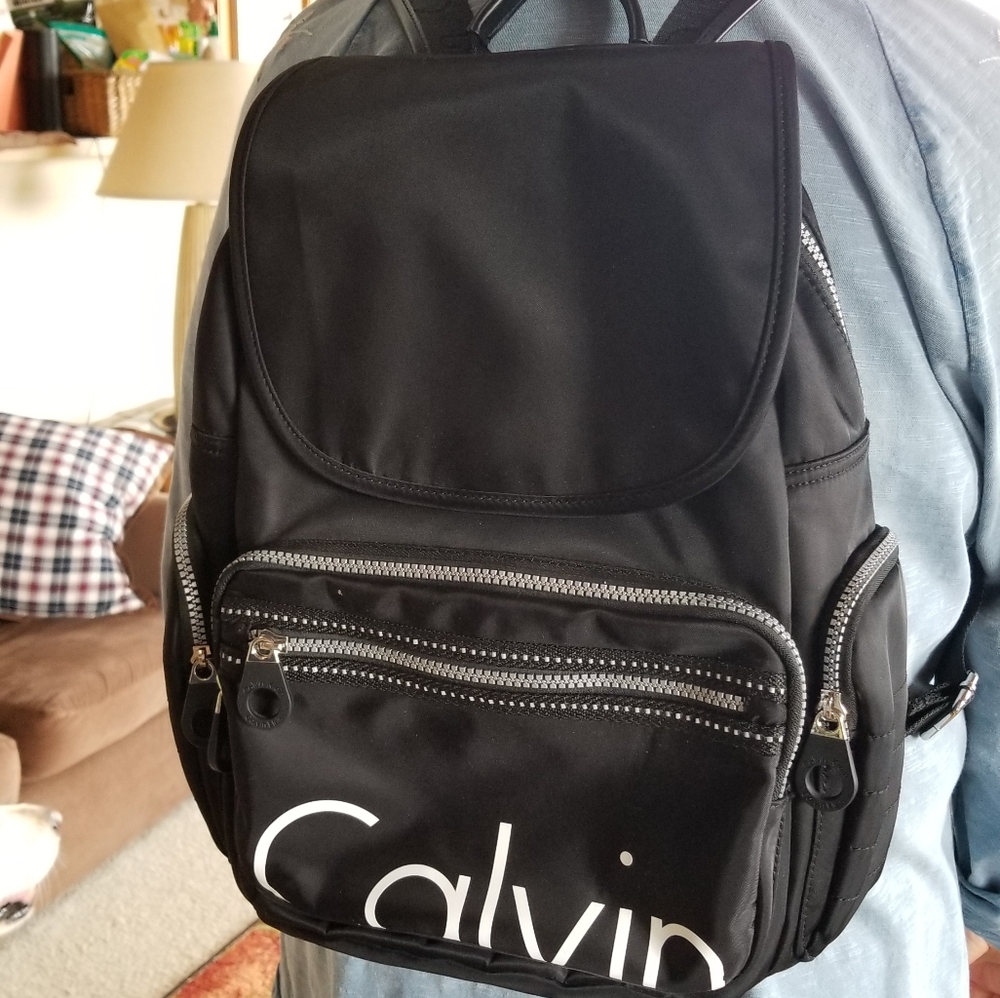 Calvin Klein Nylon Large Print Logo Backpack